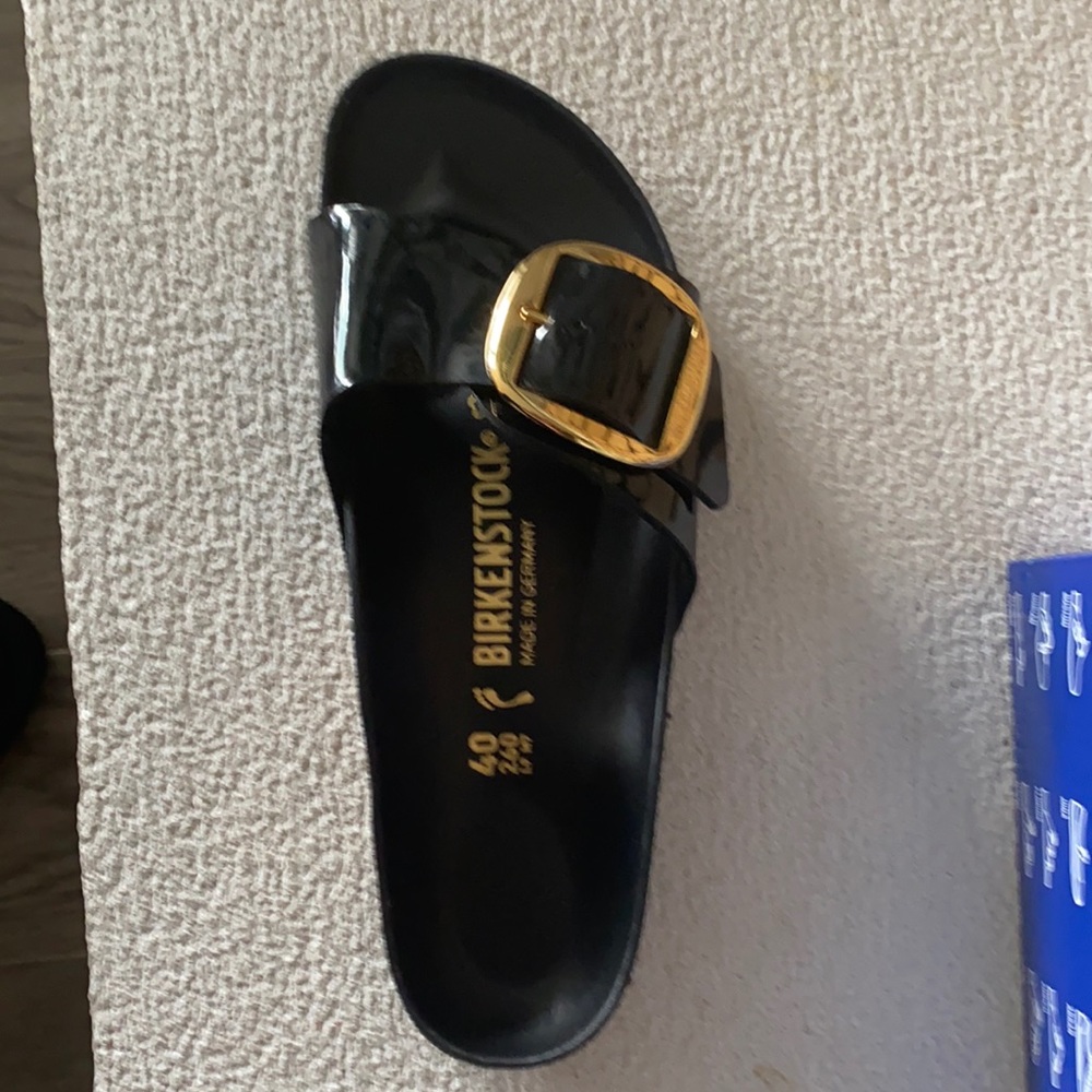 New Birkenstock Madrid Big Buckle Black Patent